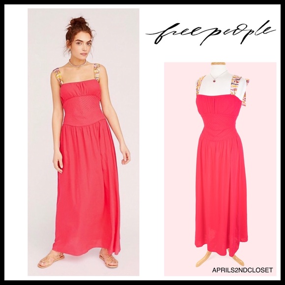 FREE PEOPLE BOHO PINK A-LINE TANK MAXI DRESS A2C - Picture 8 of 8